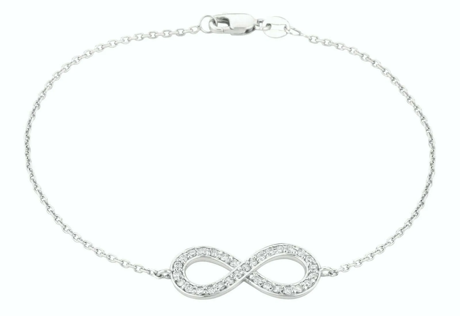 0.40 Carat Natural Diamond Infinity Bracelet G SI 14K White Gold 7''