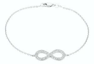 0.40 Carat Natural Diamond Infinity Bracelet G SI 14K White Gold 7''