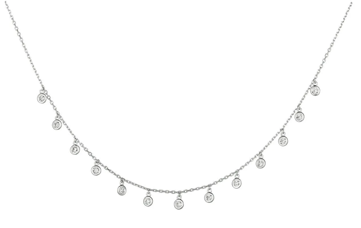 0.50 CT Natural Diamond Drop Necklace G SI 18'' 14K White Gold