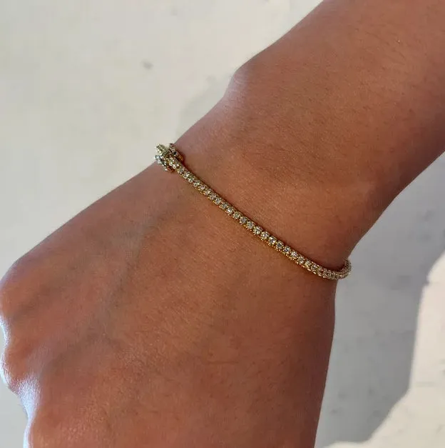0.86 Carat Natural Diamond Tennis Bracelet G SI 14K Yellow Gold 6''