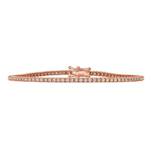 1.00 Carat Natural Diamond Tennis Bracelet G SI 14K Rose Gold 7''