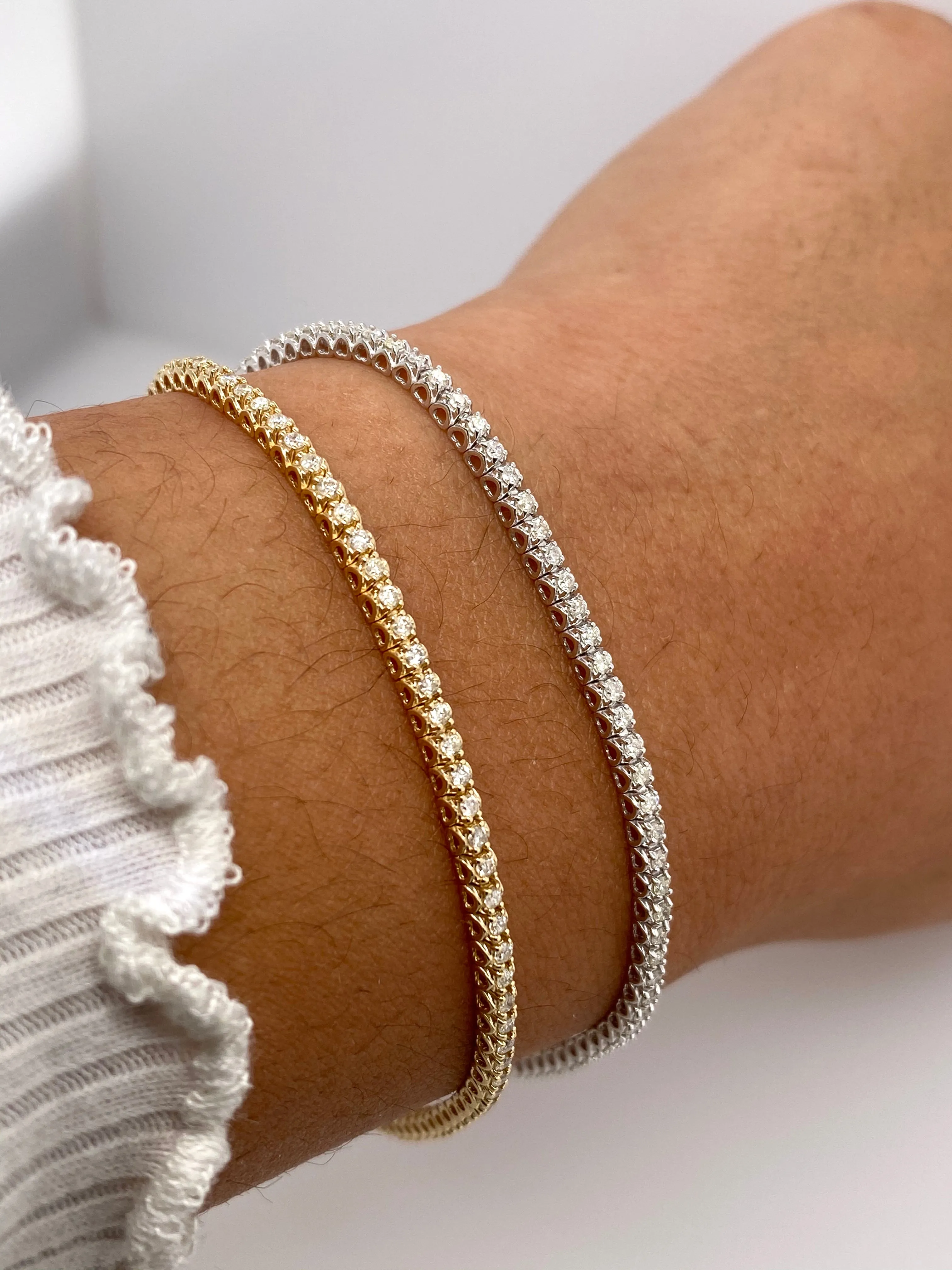 1.00 Carat Natural Diamond Tennis Bracelet G SI 14K White Gold 7'' 92 stones