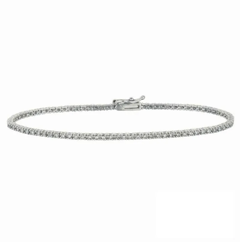 1.00 Carat Natural Diamond Tennis Bracelet G SI 14K White Gold 7'' 97 stones