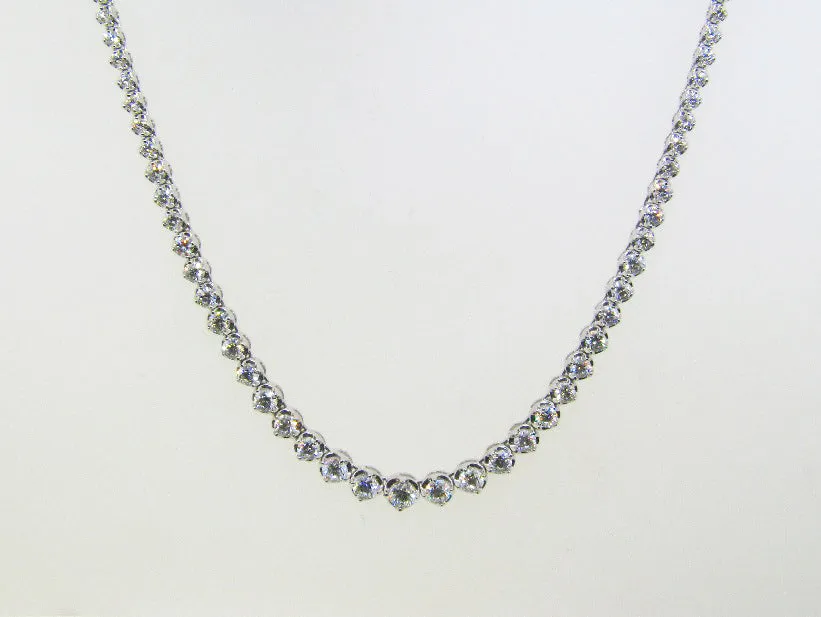 10.00 Carat Natural Diamond Graduated Necklace G SI 14K White Gold