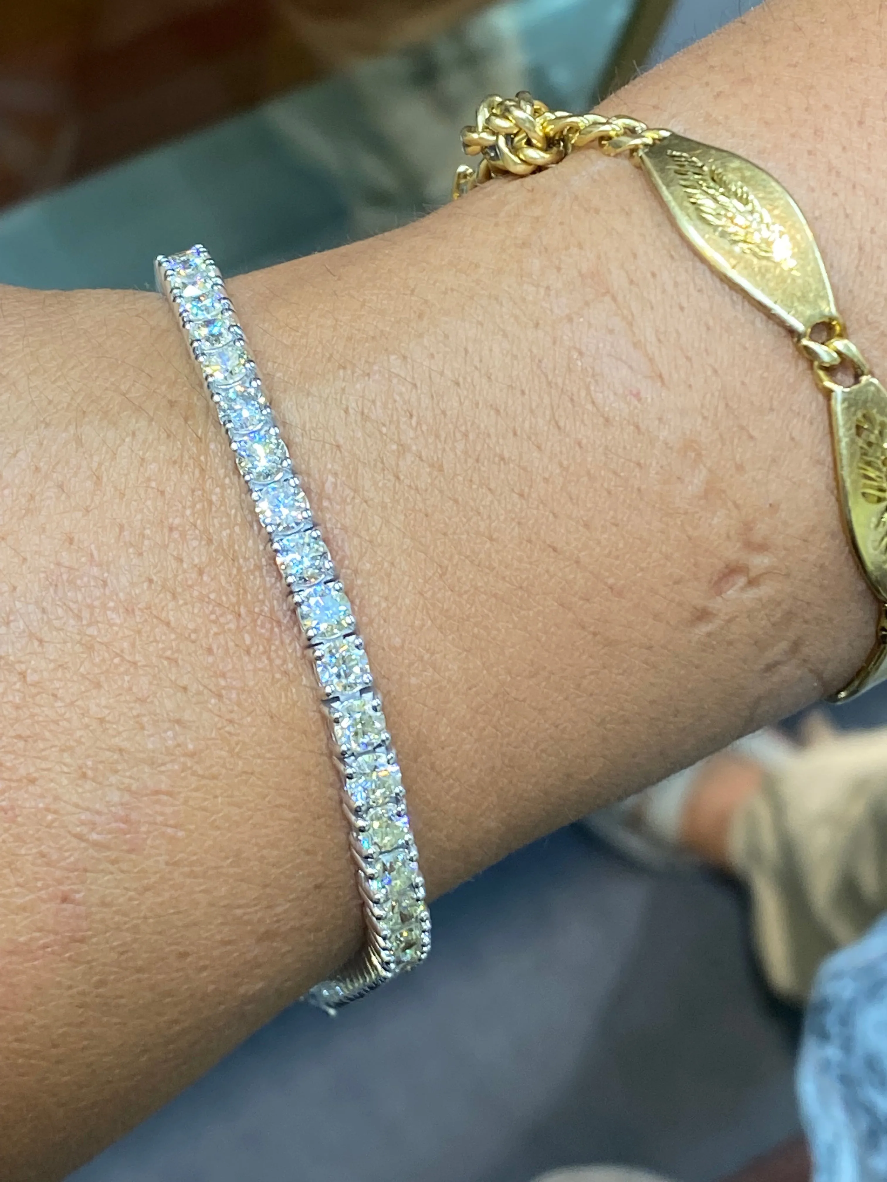 10.01 Carat Diamond Tennis Bracelet G SI 43 stones 14K White Gold 7''
