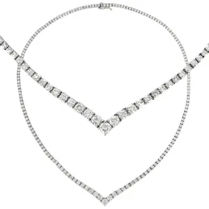 10.60 CT Natural Diamond V Necklace G SI 16'' 14K White Gold