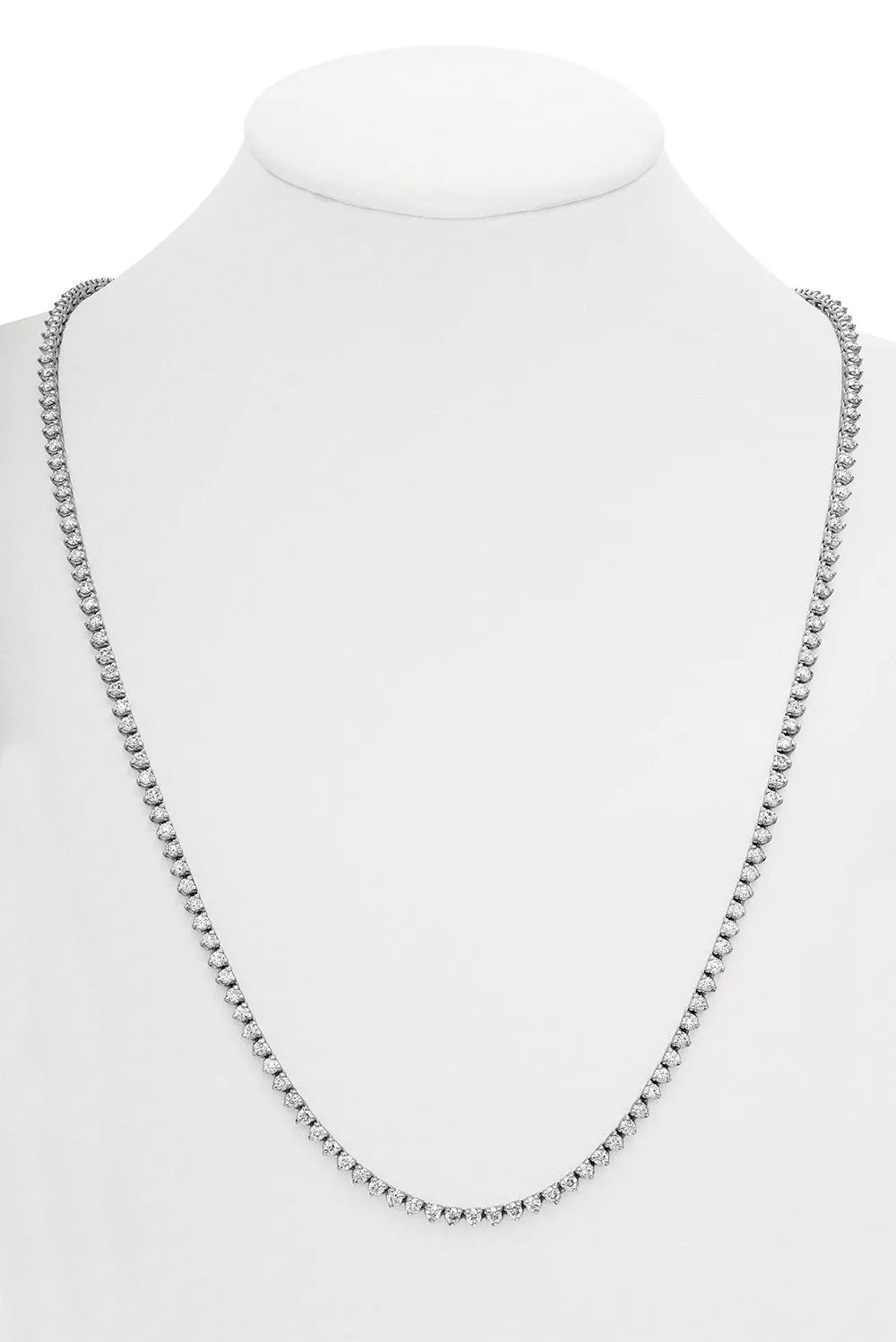 11.00 CT Natural Diamond 3 Prong Tennis Necklace G SI 16'' 14K White Gold