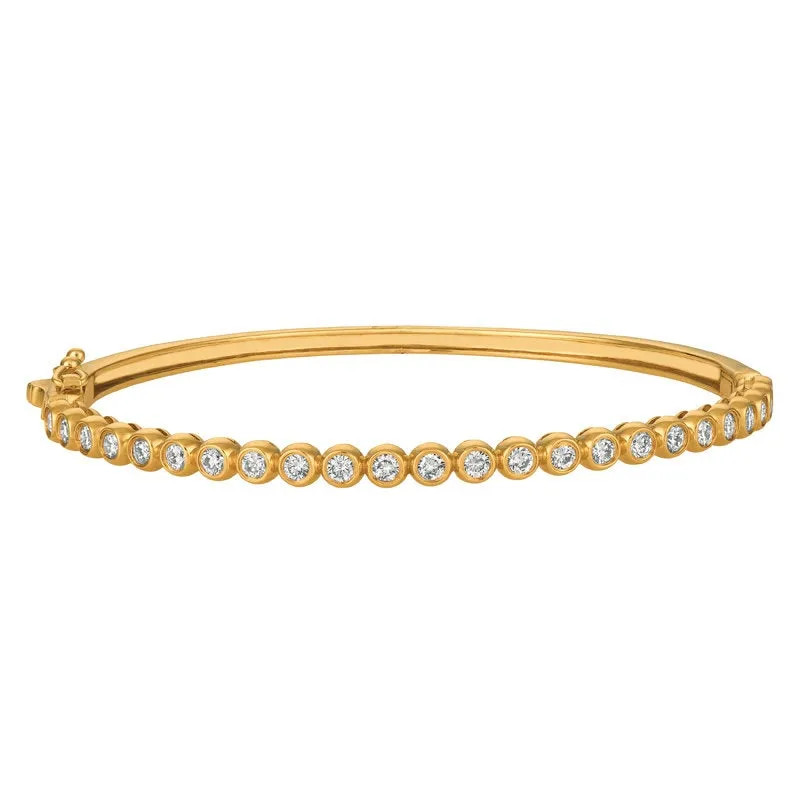 1.25 Carat Natural Diamond Bezel set Bangle Bracelet G-H SI 14K Rose Gold