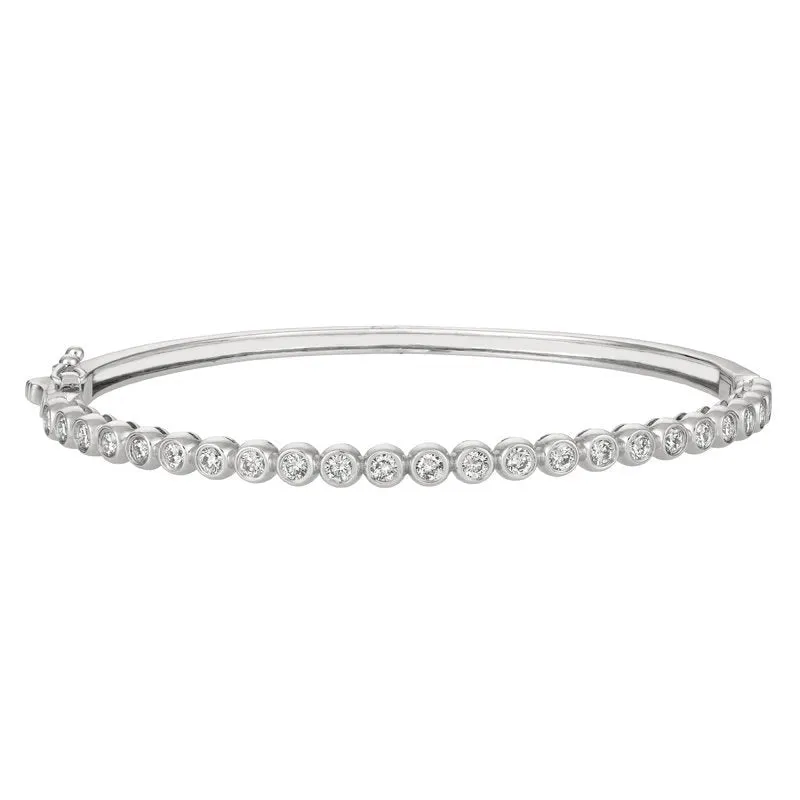 1.25 Carat Natural Diamond Bezel set Bangle Bracelet G-H SI 14K Rose Gold