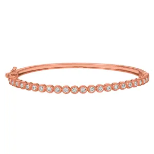1.25 Carat Natural Diamond Bezel set Bangle Bracelet G-H SI 14K Rose Gold