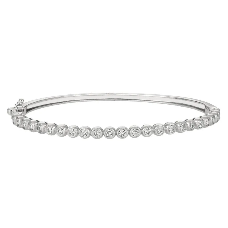 1.25 Carat Natural Diamond Bezel set Bangle Bracelet G-H SI 14K Yellow Gold