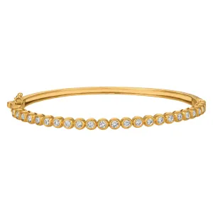 1.25 Carat Natural Diamond Bezel set Bangle Bracelet G-H SI 14K Yellow Gold