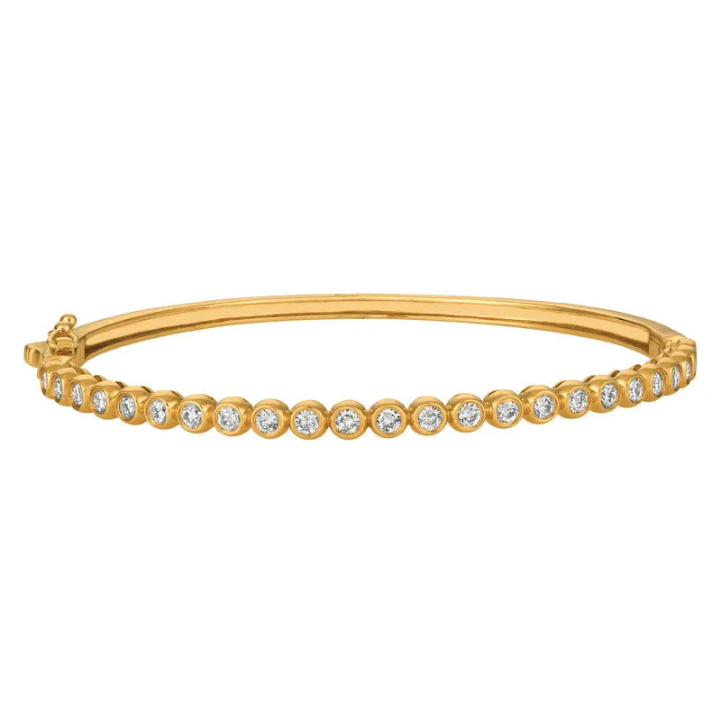 1.25 Carat Natural Diamond Bezel set Bangle Bracelet G-H SI 14K Yellow Gold