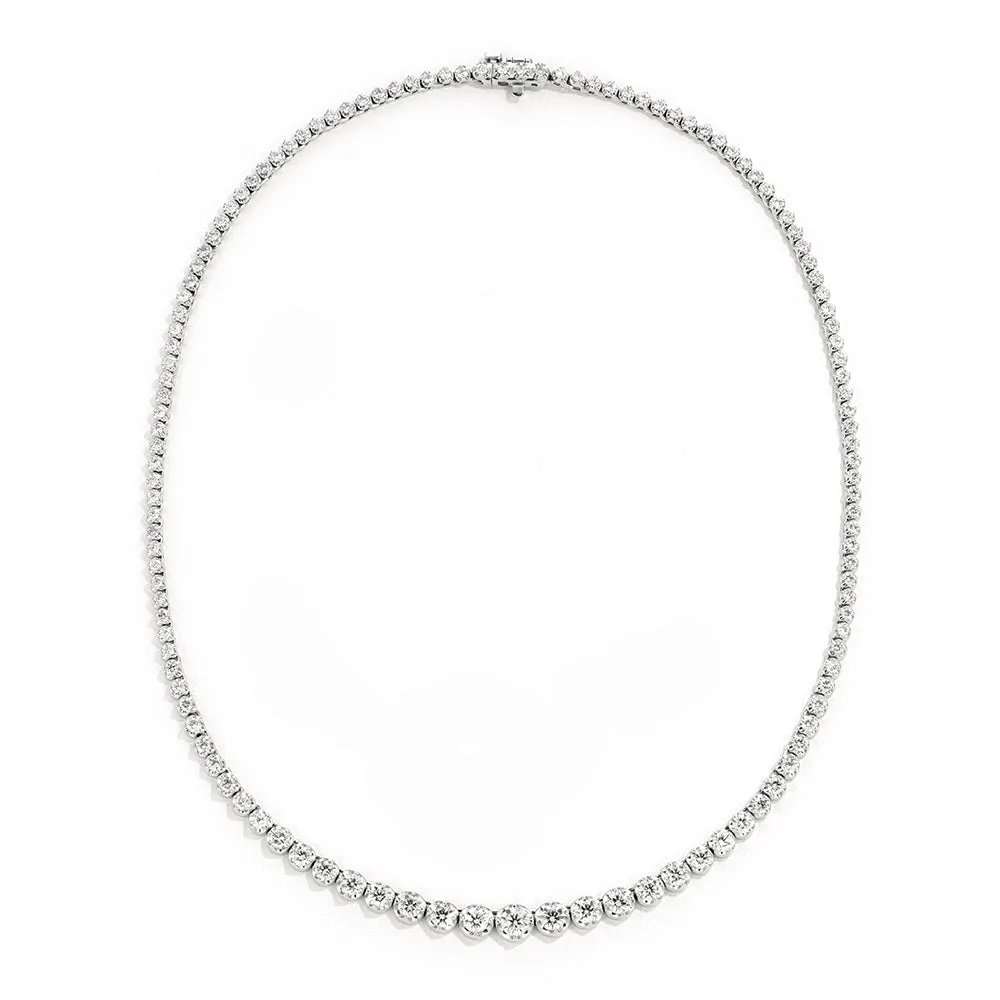 12.50 Carat Natural Diamond Graduated Necklace G SI 14K White Gold