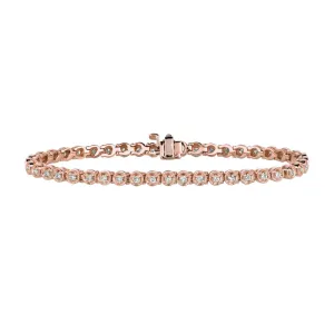 1.40 Carat Natural Diamond Bezel Tennis Bracelet G SI 14K Rose Gold 7 inches