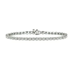 1.40 Carat Natural Diamond Bezel Tennis Bracelet G SI 14K White Gold 7 inches