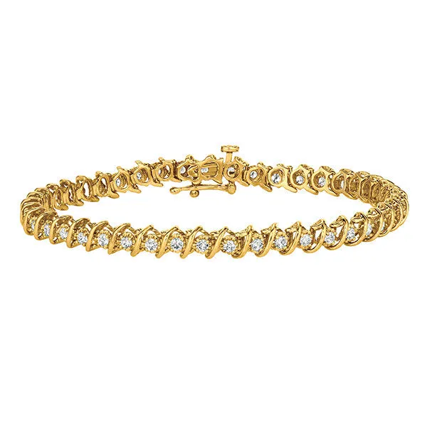 1.50 Carat Natural Diamond S Style Bracelet G-H SI 14K White Gold 7''