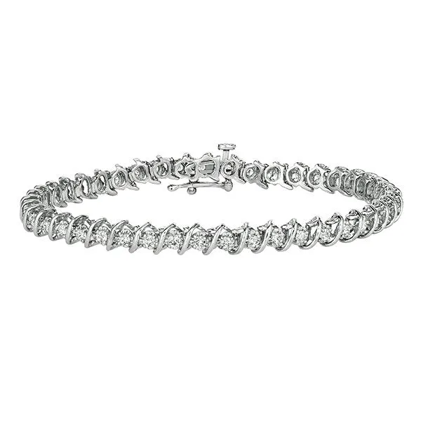 1.50 Carat Natural Diamond S Style Bracelet G-H SI 14K White Gold 7''