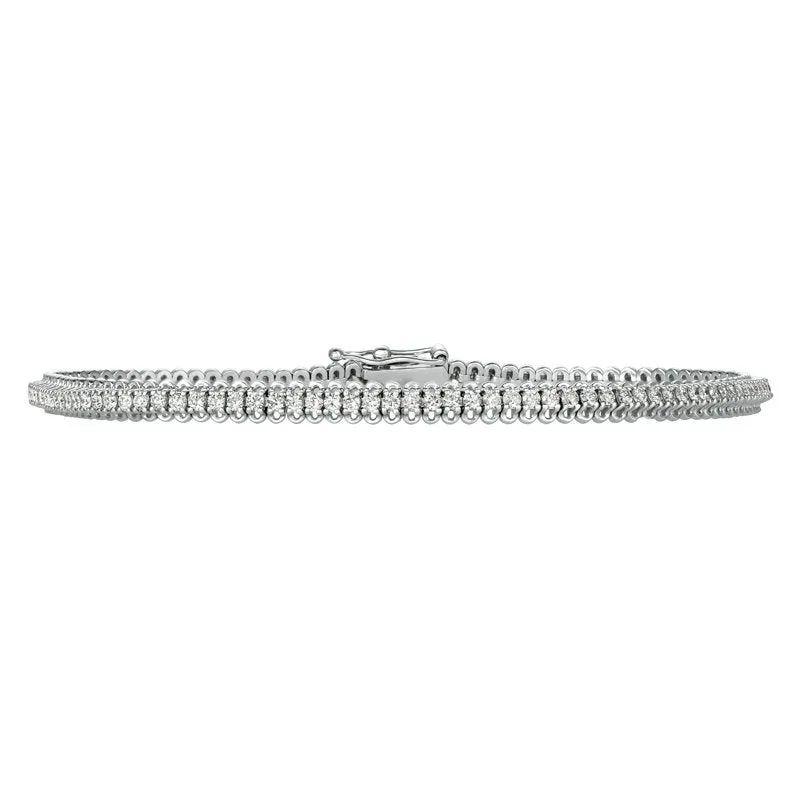 1.50 CT Natural Diamond Soft Tennis Bracelet G-H SI 14K Rose Gold 110 stones