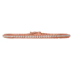1.50 CT Natural Diamond Soft Tennis Bracelet G-H SI 14K Rose Gold 110 stones