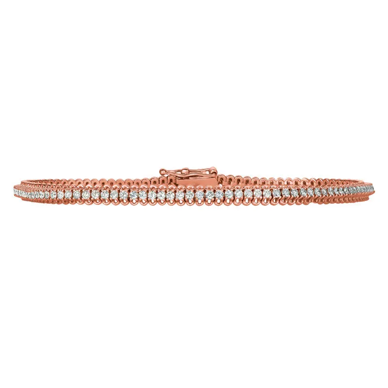 1.50 CT Natural Diamond Soft Tennis Bracelet G-H SI 14K Rose Gold 110 stones