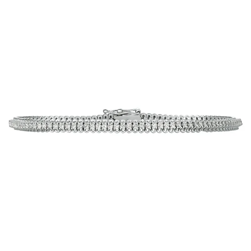 1.50 CT Natural Diamond Soft Tennis Bracelet G-H SI 14K Yellow Gold 110 stones