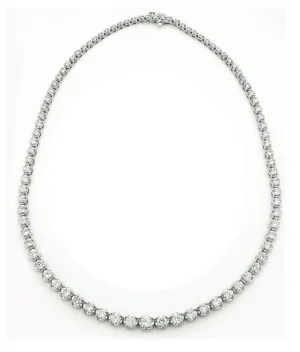 16'' 10.40 Carat Natural Diamond Tennis Necklace G SI 14K White Gold