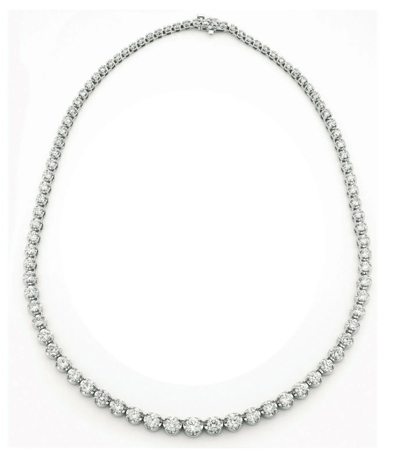 16'' 10.40 Carat Natural Diamond Tennis Necklace G SI 14K White Gold