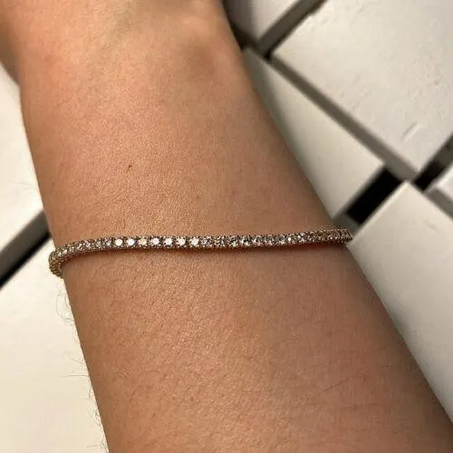 1.86 Carat 6.5'' Natural Diamond Tennis Bracelet G-H SI 14K Yellow Gold