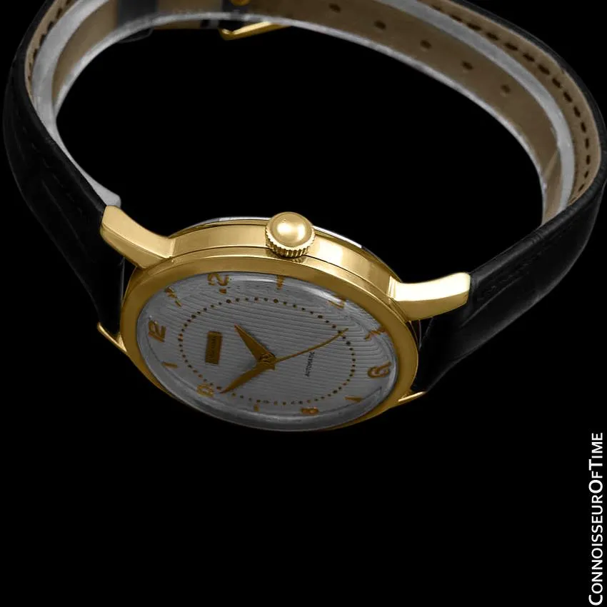 1950's Ulysse Nardin Vintage Mens Automatic Tuxedo Dial Watch - 18K Gold Plated and Stainless Steel