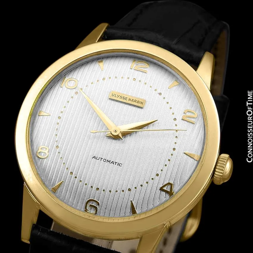 1950's Ulysse Nardin Vintage Mens Automatic Tuxedo Dial Watch - 18K Gold Plated and Stainless Steel