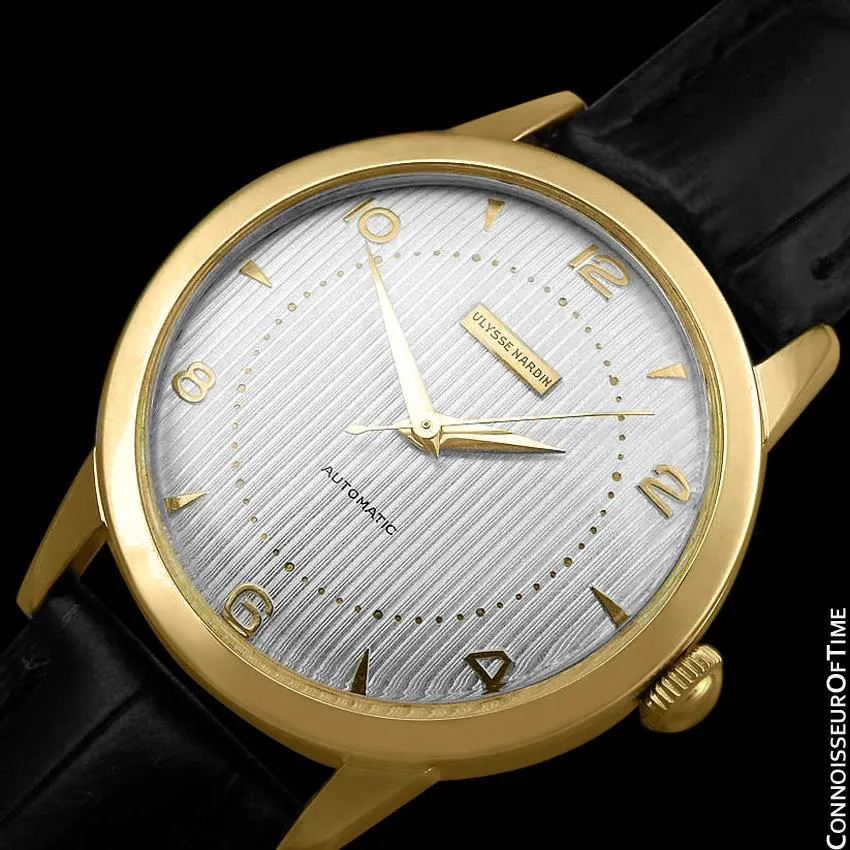 1950's Ulysse Nardin Vintage Mens Automatic Tuxedo Dial Watch - 18K Gold Plated and Stainless Steel