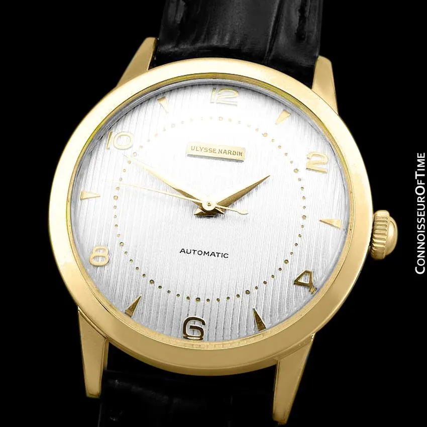 1950's Ulysse Nardin Vintage Mens Automatic Tuxedo Dial Watch - 18K Gold Plated and Stainless Steel
