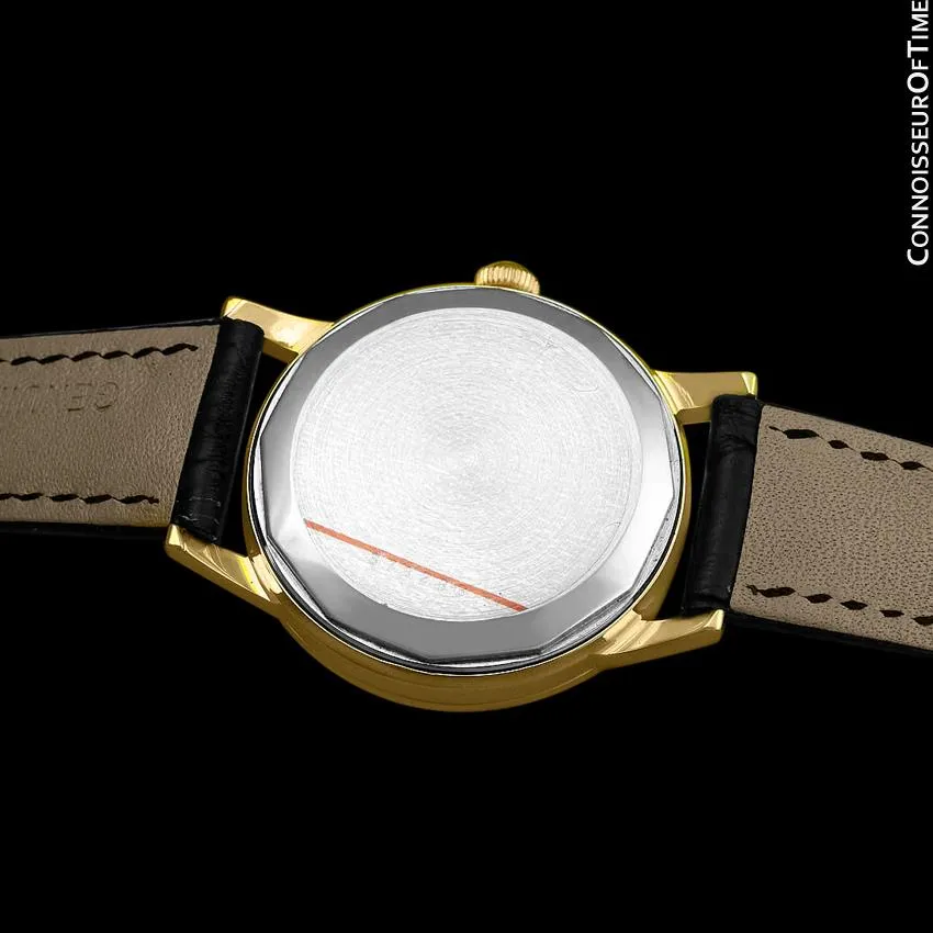 1950's Ulysse Nardin Vintage Mens Automatic Tuxedo Dial Watch - 18K Gold Plated and Stainless Steel
