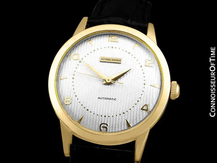 1950's Ulysse Nardin Vintage Mens Automatic Tuxedo Dial Watch - 18K Gold Plated and Stainless Steel