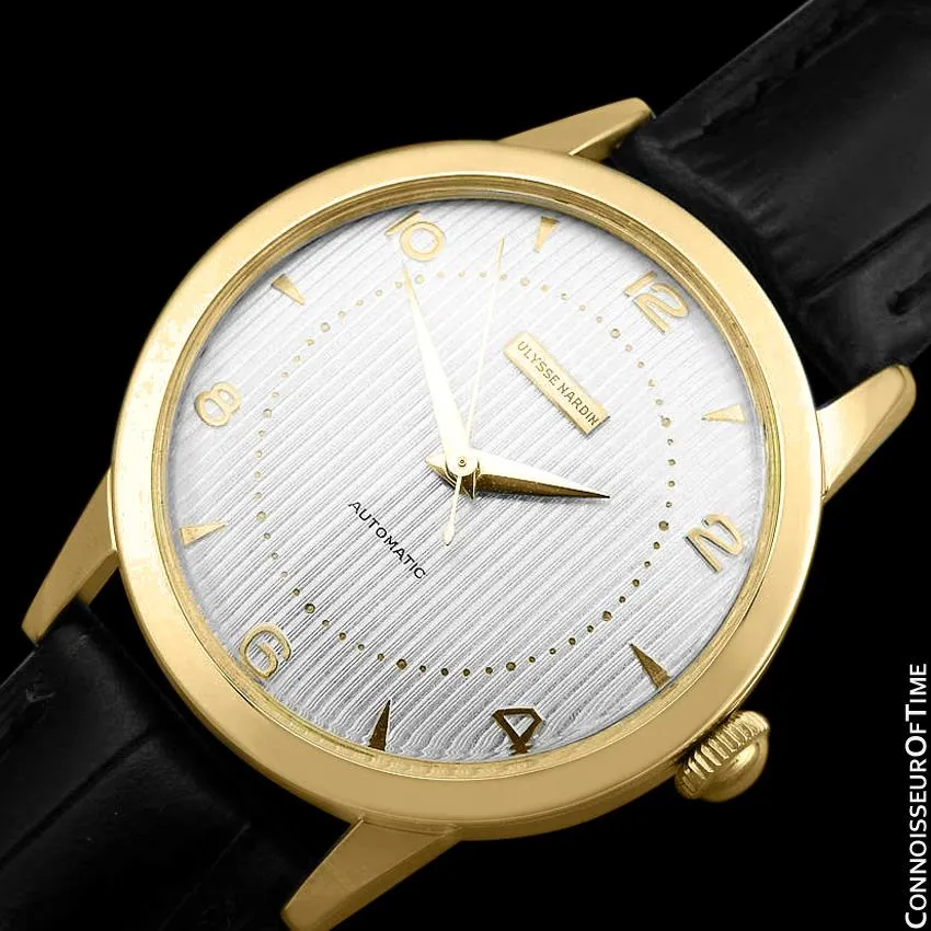 1950's Ulysse Nardin Vintage Mens Automatic Tuxedo Dial Watch - 18K Gold Plated and Stainless Steel