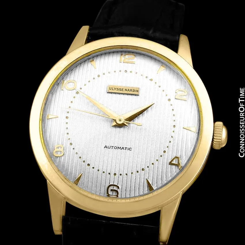 1950's Ulysse Nardin Vintage Mens Automatic Tuxedo Dial Watch - 18K Gold Plated and Stainless Steel