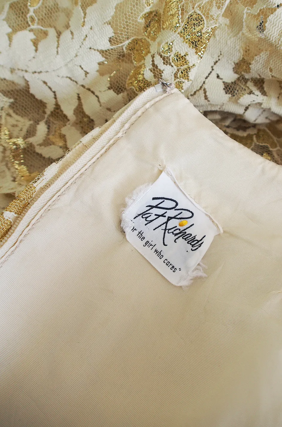 1960s Cream and Gold Lace Pants & Tunic Set