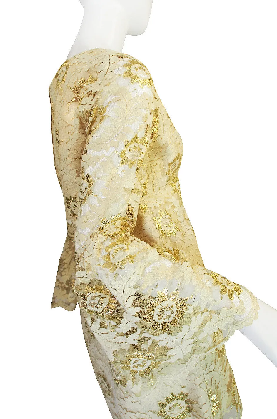 1960s Cream and Gold Lace Pants & Tunic Set