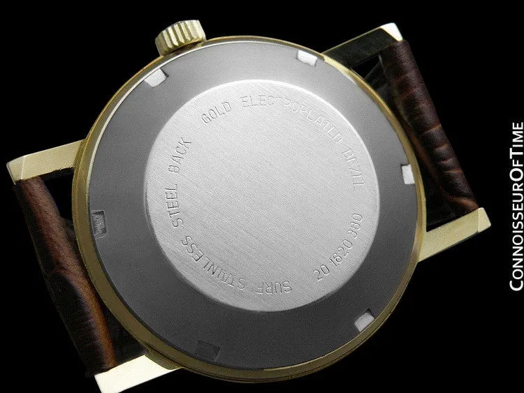 1960's Zenith Vintage Mens Waterproof Style Full Size Automatic Watch - 18K Gold Plated & Stainless Steel