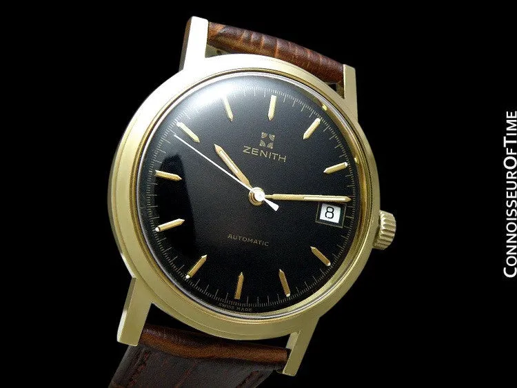 1960's Zenith Vintage Mens Waterproof Style Full Size Automatic Watch - 18K Gold Plated & Stainless Steel