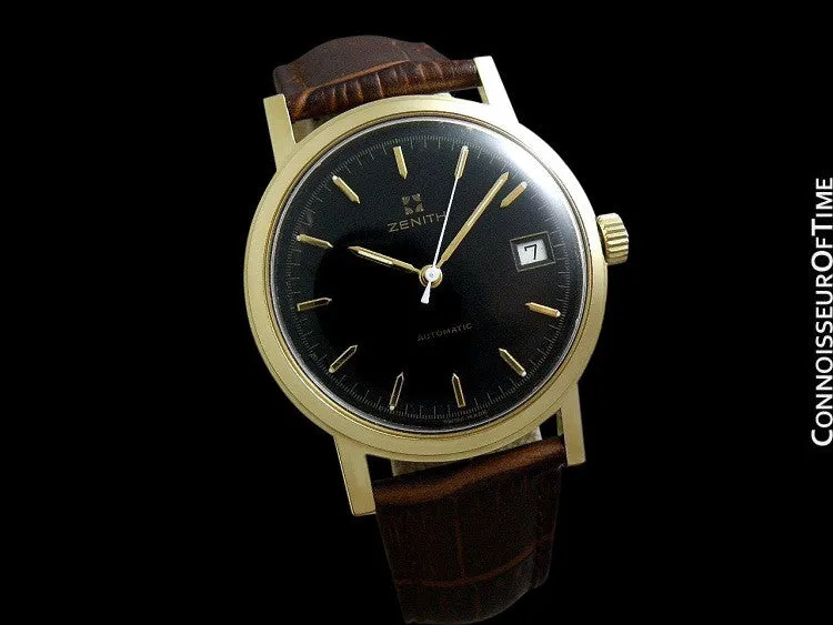 1960's Zenith Vintage Mens Waterproof Style Full Size Automatic Watch - 18K Gold Plated & Stainless Steel