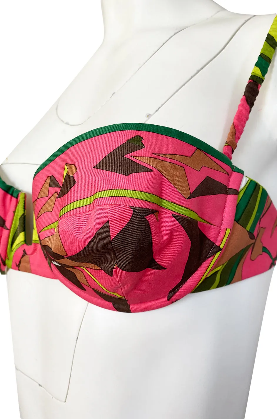 1968 Emilio Pucci Two Piece Coral Print Cotton Bikini Swimsuit