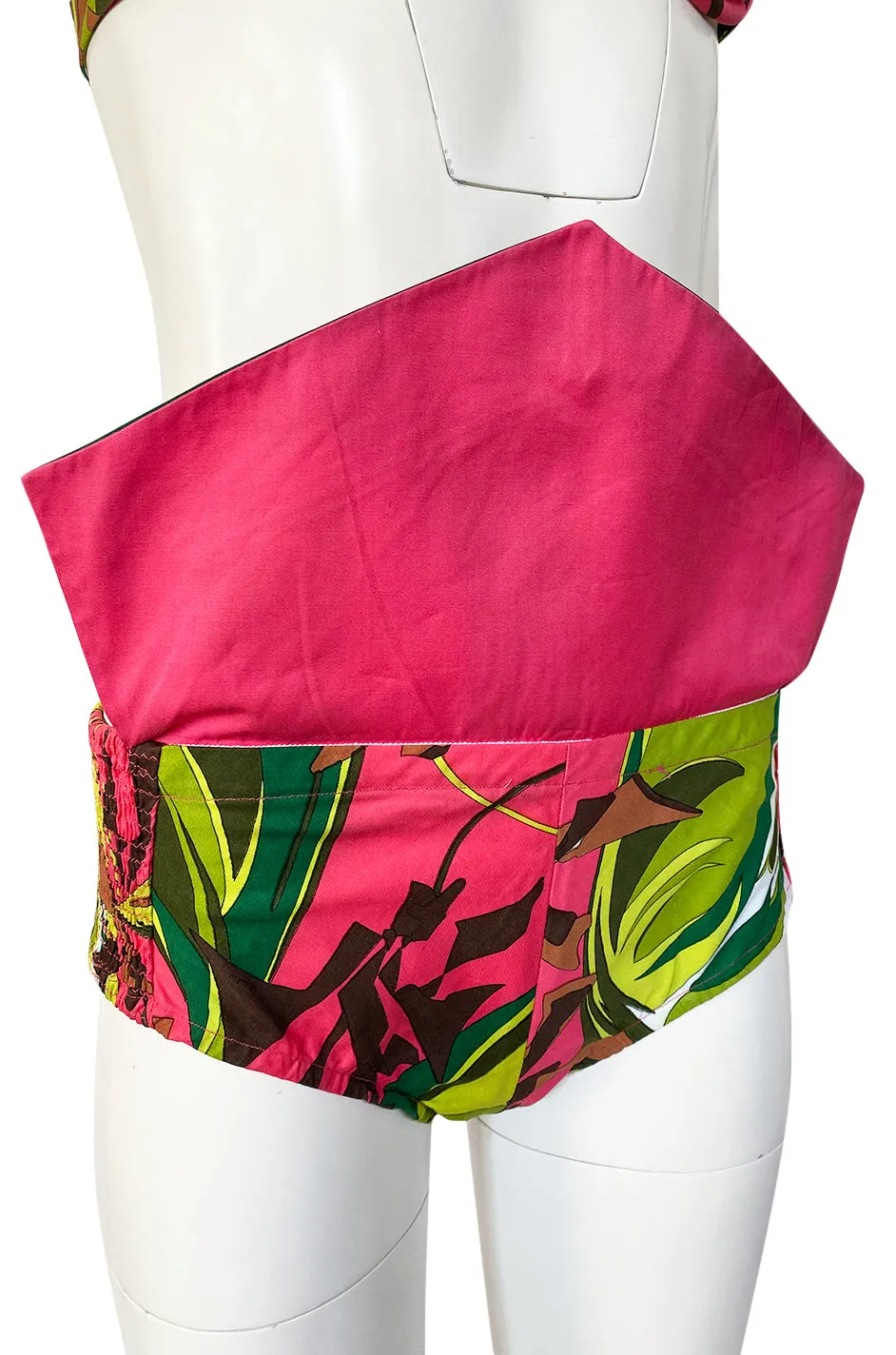 1968 Emilio Pucci Two Piece Coral Print Cotton Bikini Swimsuit