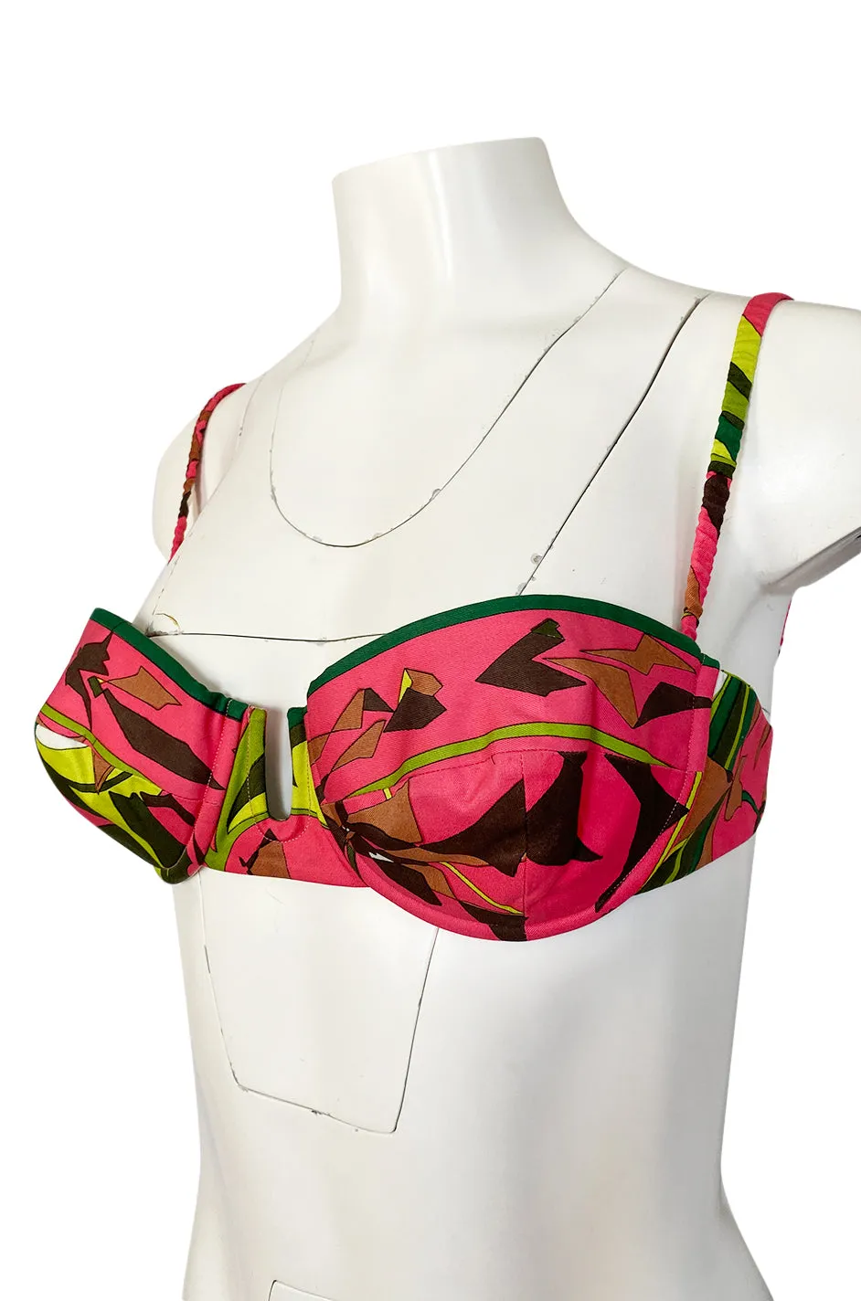 1968 Emilio Pucci Two Piece Coral Print Cotton Bikini Swimsuit