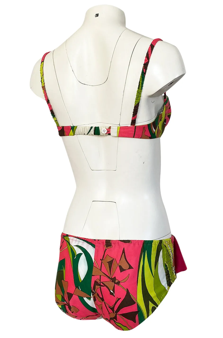 1968 Emilio Pucci Two Piece Coral Print Cotton Bikini Swimsuit