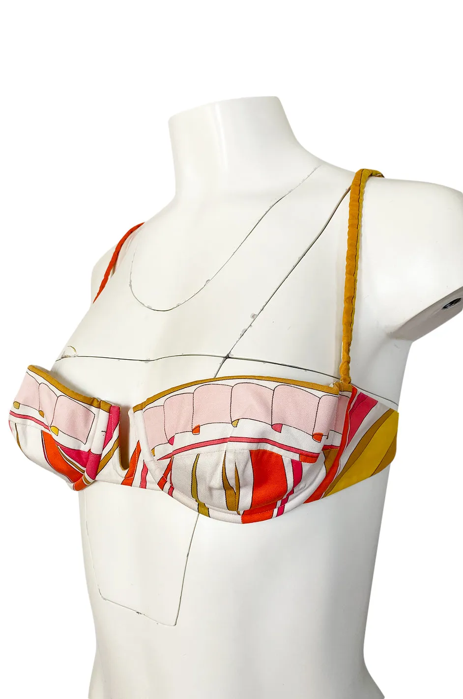 1968 Emilio Pucci Two Piece Pastel Colored Print Cotton Bikini Swimsuit