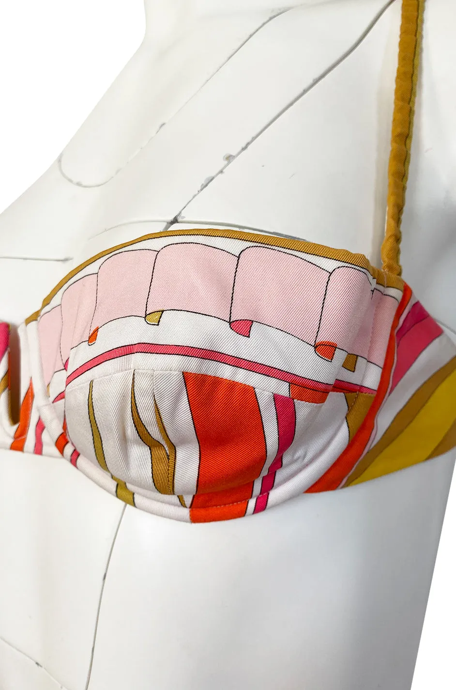 1968 Emilio Pucci Two Piece Pastel Colored Print Cotton Bikini Swimsuit