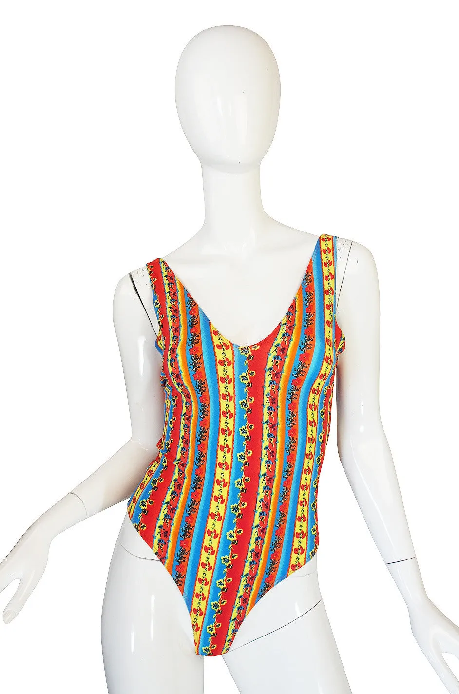 1990s Versace Jeans Couture Low Back Body Suit & Skirt