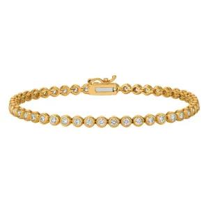 2.00 Carat Natural Diamond Bezel Bracelet G SI 14K Yellow Gold 7 inches